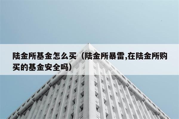 陆金所基金怎么买（陆金所暴雷,在陆金所购买的基金安全吗） 