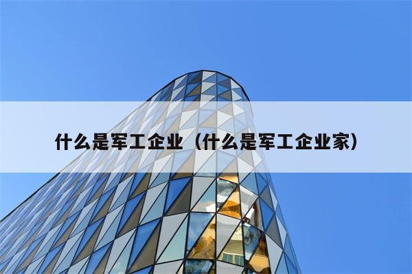 什么是军工企业（什么是军工企业家） 