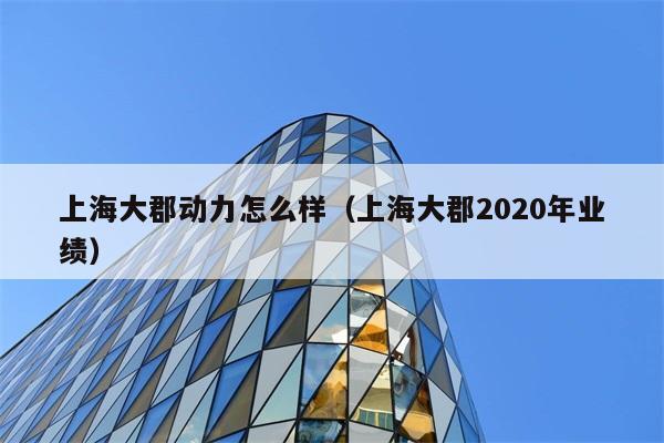 上海大郡动力怎么样（上海大郡2020年业绩） 