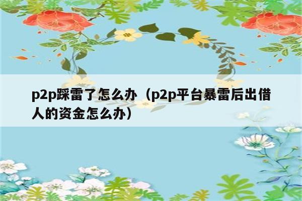 p2p踩雷了怎么办（p2p平台暴雷后出借人的资金怎么办） 