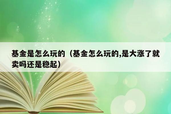 基金是怎么玩的（基金怎么玩的,是大涨了就卖吗还是稳起） 