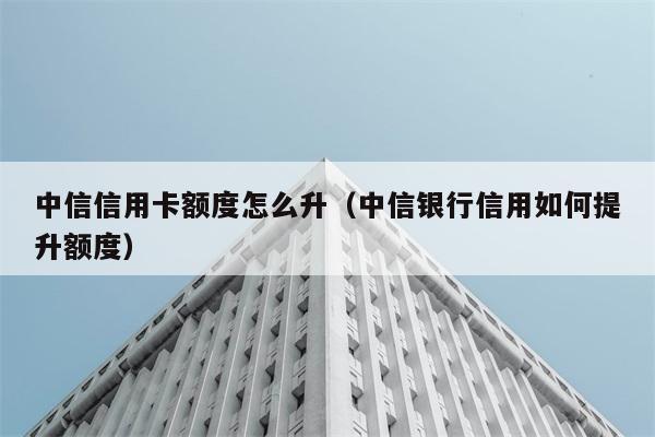 中信信用卡额度怎么升（中信银行信用如何提升额度） 