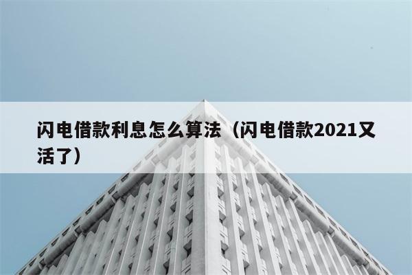 闪电借款利息怎么算法（闪电借款2021又活了） 